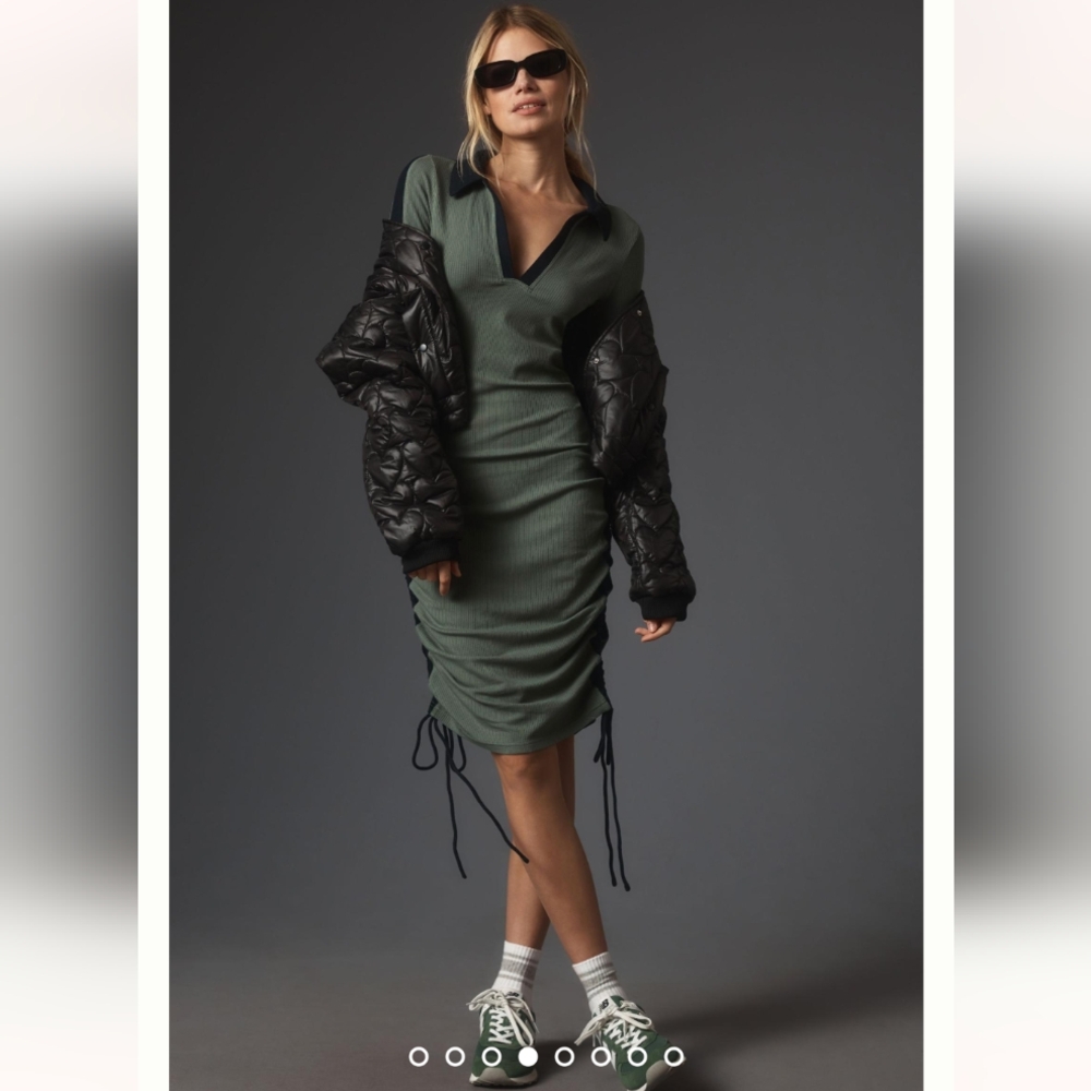 NEWDaily Practice Anthropologie Long Sleeve Color Block Midi Dress Women's XXS